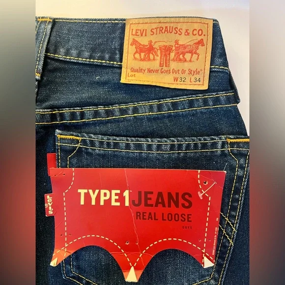 🆕 RARE Levi’s Type 1 Real Loose Fit Jeans — W32 L34 — New With Original Tags - Picture 1 of 9